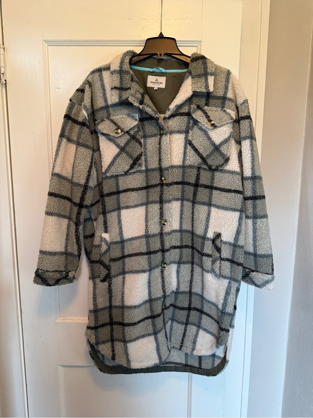 Passenger Plaid Long Sherpa Trench Coat
